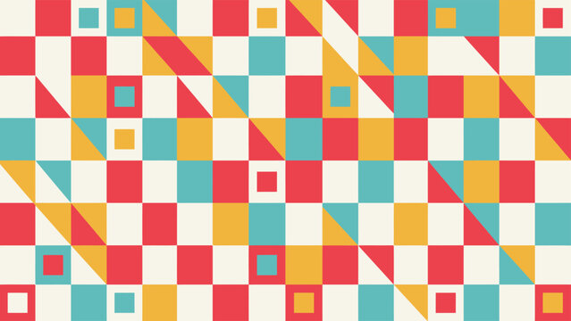 Complex geometric grid pattern with diverse squares and triangles in colors geometric triangle abstract colorful