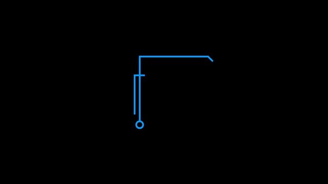blue HUD tech frame corner line isolated on a black background. Modern sci-fi UI overlay element for digital interface design.