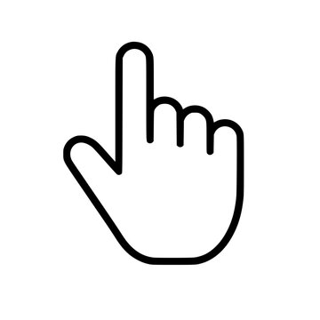 Cursor hand icon flat outline in black