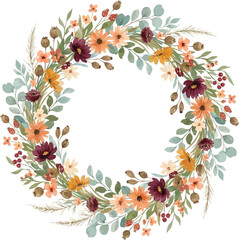 Fototapeta premium Watercolor Floral Wreath Illustration