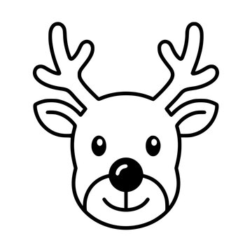 Deer rudolph icon flat outline in black