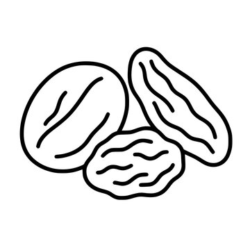 Dried fruit icon flat outline in black