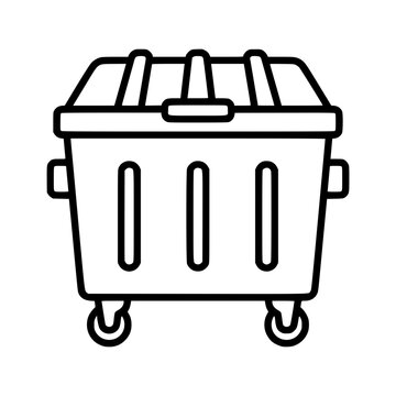 Dumpster icon flat outline in black
