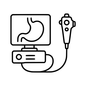Endoscopy icon flat outline in black