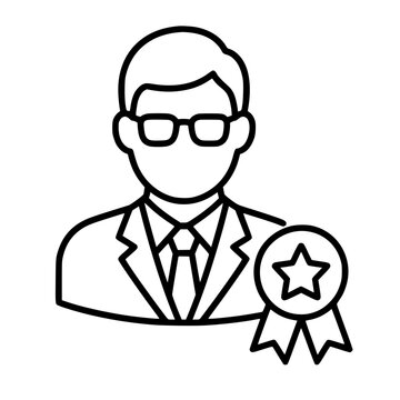 Expert icon flat outline in black
