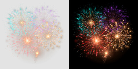 Fototapeta premium Glowing Golden Fireworks with Pink Blue and Orange Highlights