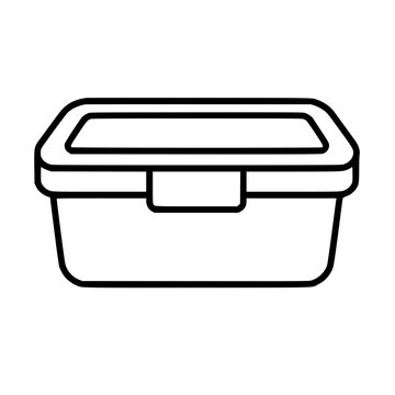 Food Container icon flat outline in black