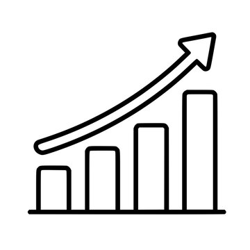 Growth graph icon flat outline in black