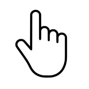 Hand cursor icon flat outline in black