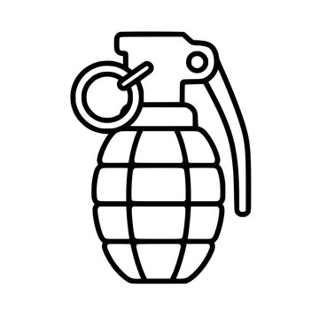 Hand grenade icon flat outline in black