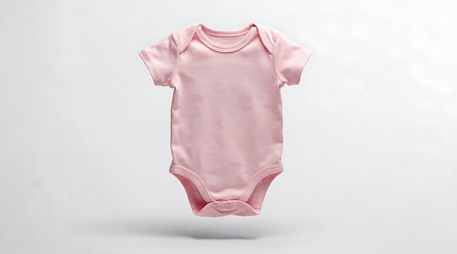 Pink baby onesie bodysuit isolated on white.