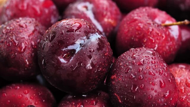 Fresh Plums in a Woven Basket