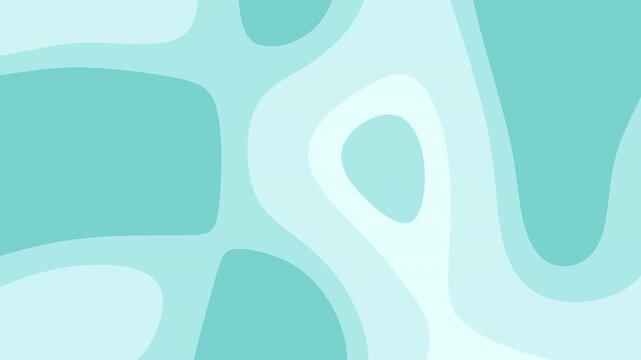 Abstract liquid turquoise and mint wave shapes moving on screen