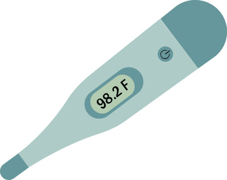 A digital medical thermometer showing a normal body temperature reading of ninety eight point two degrees fahrenheit