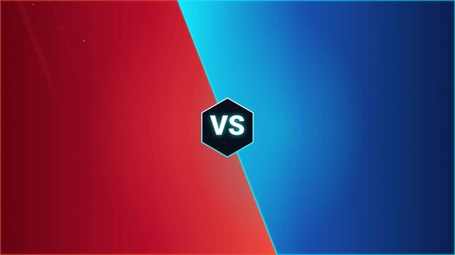 Versus screen animation with bold red and blue split background and vs logo