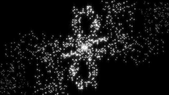 Magical glitter sparkle starline animation with twinkling particles, shimmering light trails, soft fairy dust wand effects, smooth glitter motion across a black screen background, 4K.