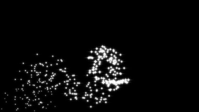 Luxury golden glitter sparkle stars trail animation, twinkling fairy dust wand effect, glowing star particles, magic glitter line transition, smooth shimmering motion on black screen, 4K.
