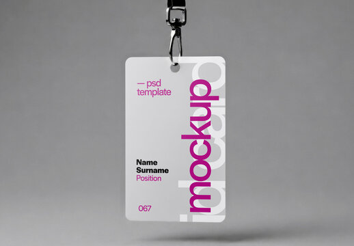 Blank ID Card Mockup With Lanyard for Corporate Badge and Branding Presentation