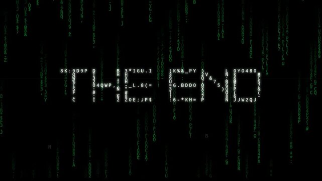 Digital Matrix Rain Code Falling with The End Text Display Animation
