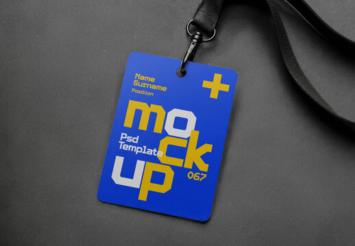 Blank ID Card Mockup With Lanyard for Corporate Badge and Branding Presentation