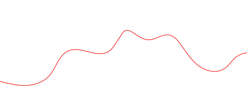 Minimalist red line graph vector, abstract wavy data curve on white background, simple financial chart line for business analytics