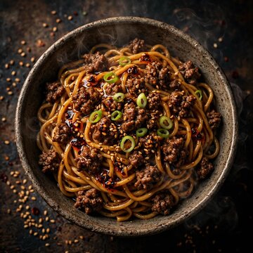 Korean Ground Beef and Noodles Bowl 9 - A home-cooked meal of Korean g
