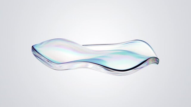 Abstract glass wavy shape, 4k seamless loop 3d animation