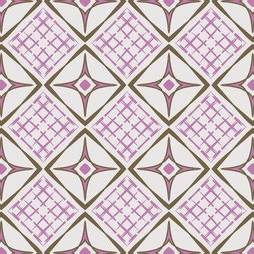 Geometric diamond pattern in pink and brown