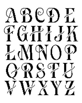 Classic Decorative Serif Alphabet with Elegant Swirl Monogram Split