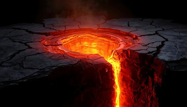 Abstract illustration of a glowing volcanic lava crater