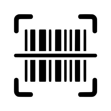Barcode read icon flat outline in black