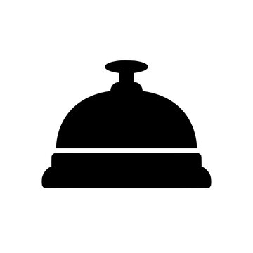 Bell concierge icon flat outline in black