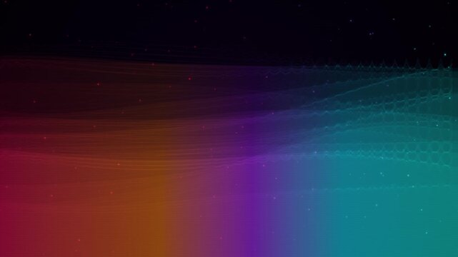 Colorful Abstract Gradient Wave Background with Glowing Particles and Digital Light Effects