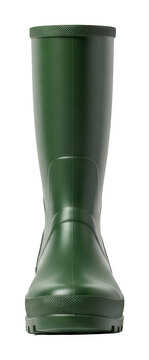 Green rubber rain boot isolated on transparent background for farming