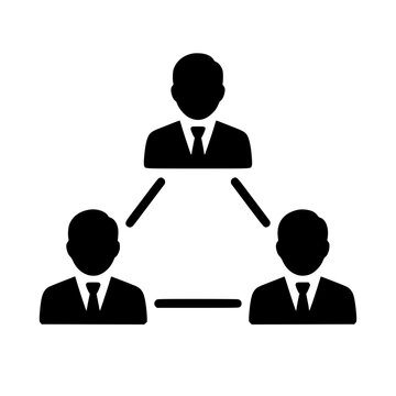 Business Connections icon flat outline in black