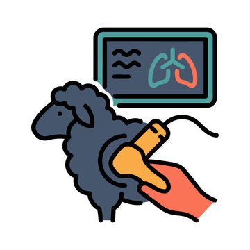 Sheep Ovine Lung Pneumonia Ultrasound Icon for Farm Vet