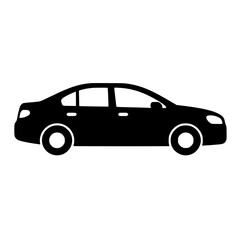 Fototapeta na wymiar Car side view icon flat outline in black