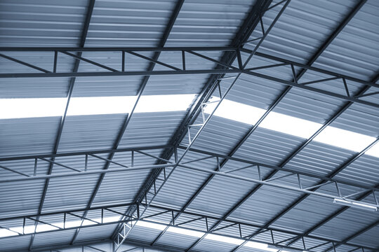 Corrugated Metal Sheet Roof Structure Steel Industrial Factory Warehouse Ceiling Structure