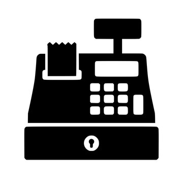 Cash register icon flat outline in black