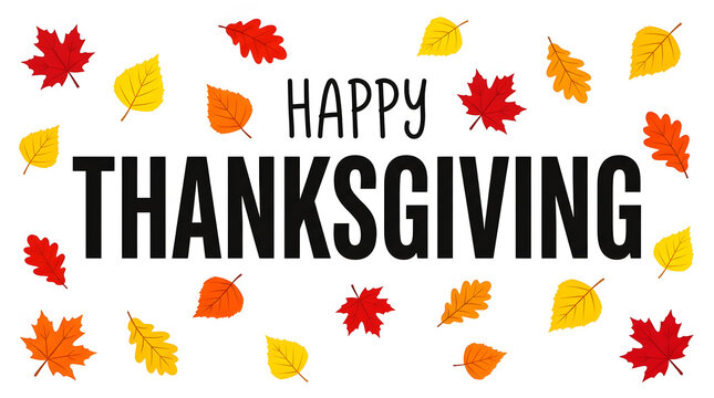 Happy thanksgiving greeting card design with colorful autumn fall leaves
