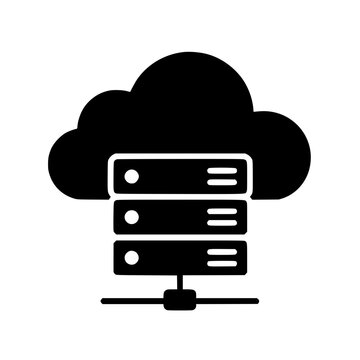 Cloud server icon flat outline in black