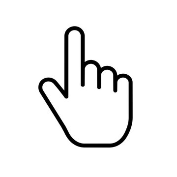 Cursor hand icon flat outline in black