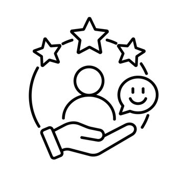 Customer experience icon flat outline in black