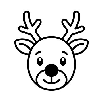 Deer rudolph icon flat outline in black