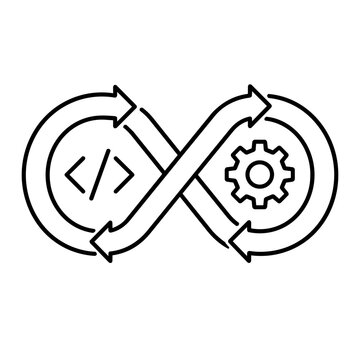 Dev Ops icon flat outline in black