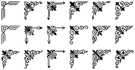 Classic filigree corner scroll set with damask motifs and fleur de lis accents for elegant wedding stationery. © Asif