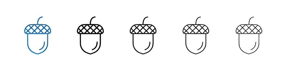 Acorn icons collection vectors for web ui. Thin line customizable illustration. Contour symbol. Vector isolated outline drawing. Editable stroke © Lovely