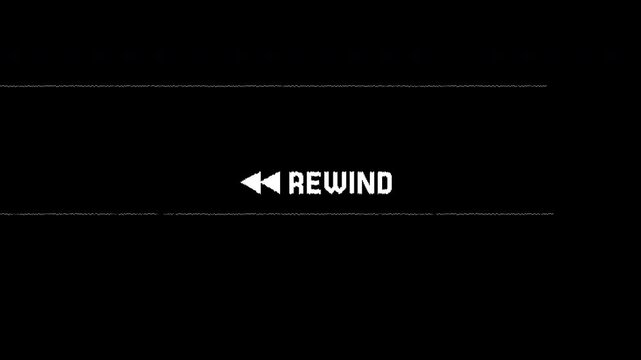 Rewind VHS overlay transparent tape animation for record editing looping playback 4K video