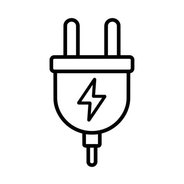 Electric plug icon flat outline in black