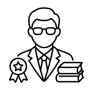 Expert icon flat outline in black